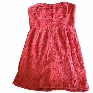 Free People strapless lace coral strapless dress